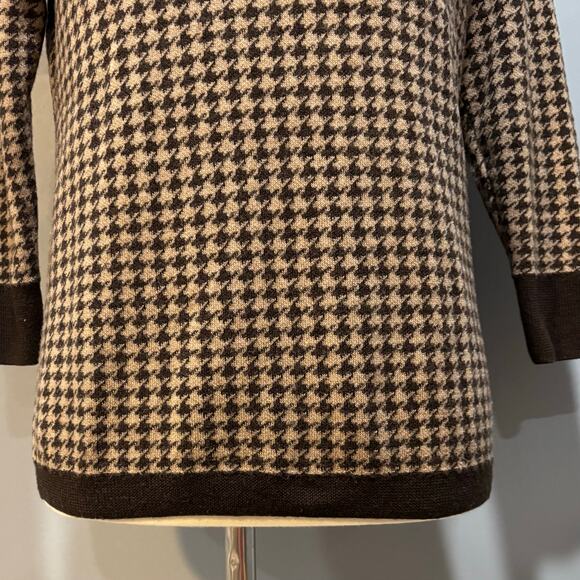 Talbots 100% Merino Wool Houndstooth Boat Neck Sweater 3/4 Sleeve, Size S Petite - Picture 3 of 7
